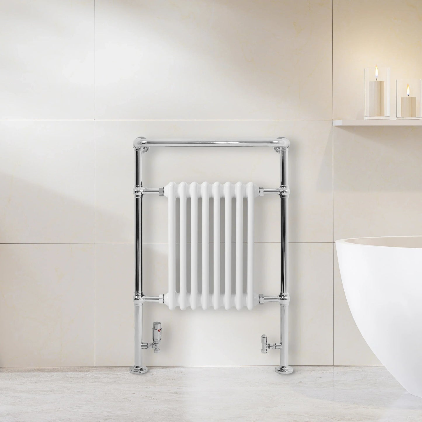 Traditional Heated Towel Rail Radiator – 950mm x 660mm – White