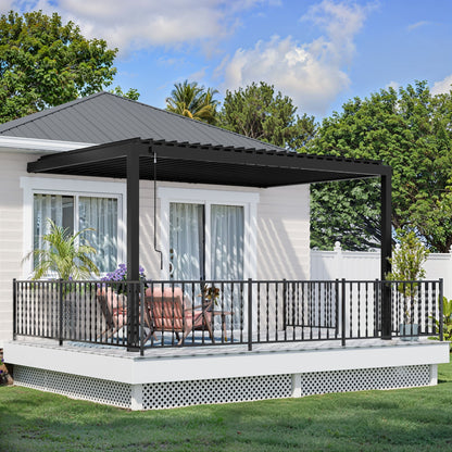 4.3m x 3.1m (14ft x 10ft) Evanston Wall Mounted Louvered Pergola