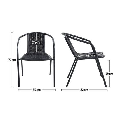 Black Garden Table & Rattan Chairs – 5 Piece Set