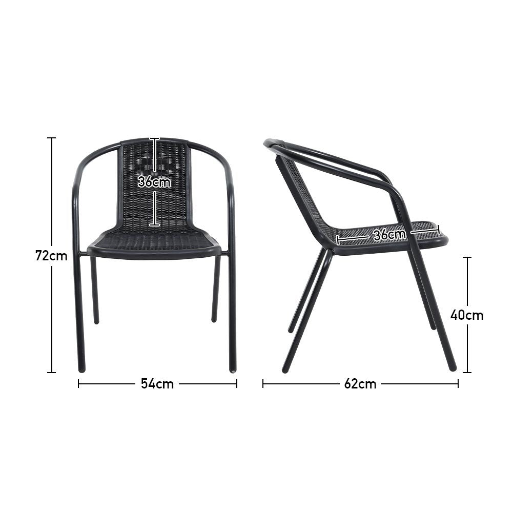Garden Table & Rattan Chairs & Black 2.7m LED Parasol Bundle