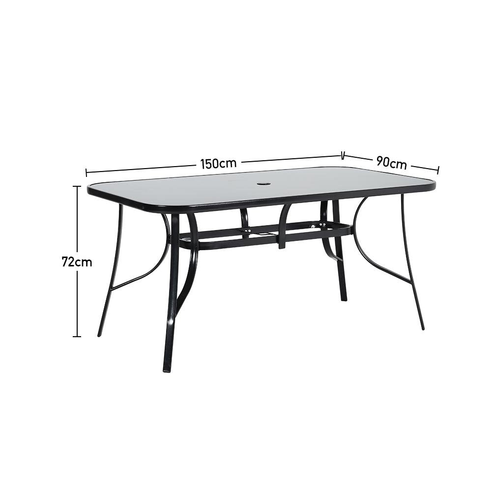 Garden Table & Rattan Chairs & Black 2.7m LED Parasol Bundle