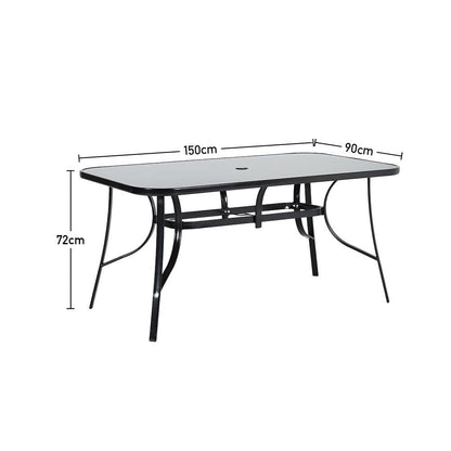 Garden Table & Rattan Chairs & Black 2.7m LED Parasol Bundle
