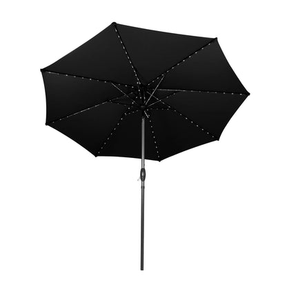 White Foldable Picnic Table & Black 2.7m LED Parasol Bundle
