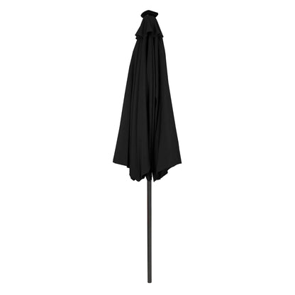 White Foldable Picnic Table & Black 2.7m LED Parasol Bundle