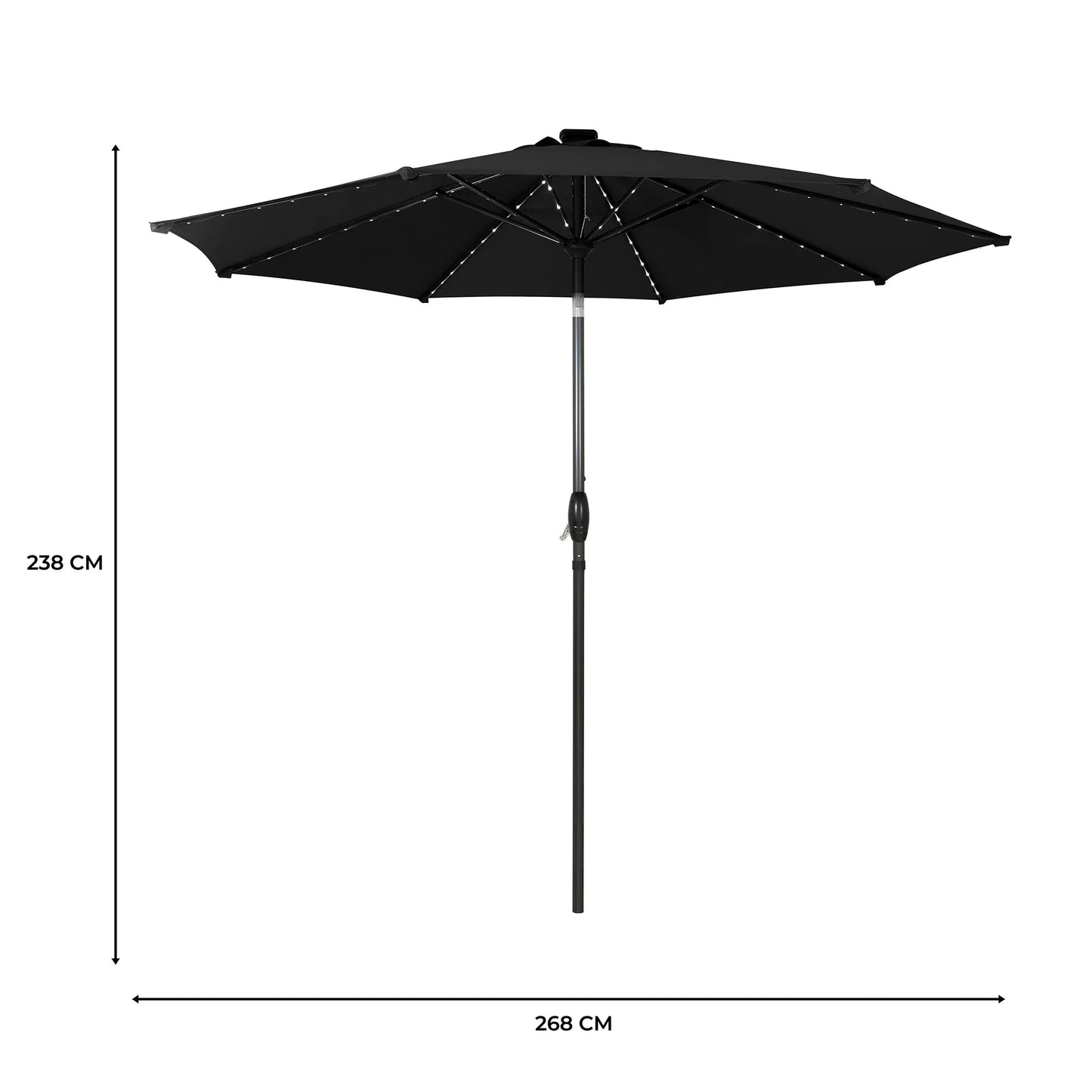 Garden Table & Rattan Chairs & Black 2.7m LED Parasol Bundle