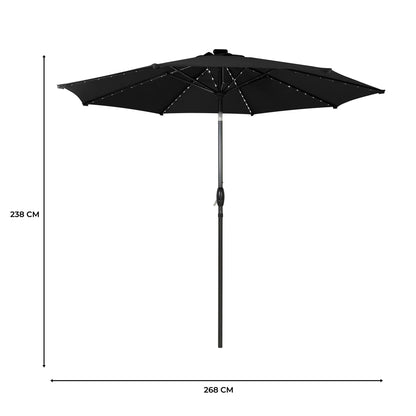 Garden Table & Rattan Chairs & Black 2.7m LED Parasol Bundle