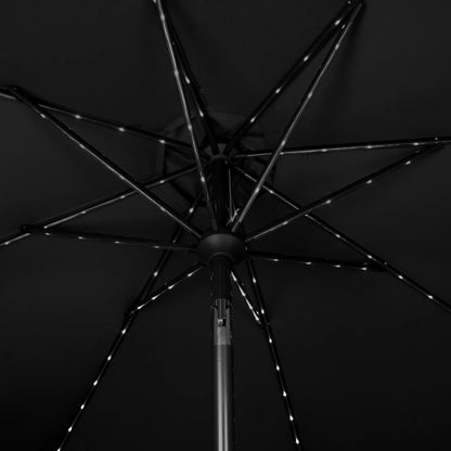 Garden Table & Rattan Chairs & Black 2.7m LED Parasol Bundle