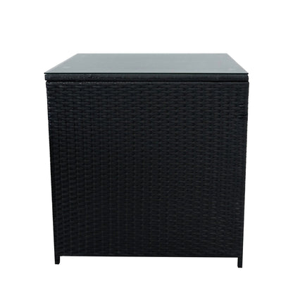 11 Seater Rattan Furniture Set With Firepit – Black