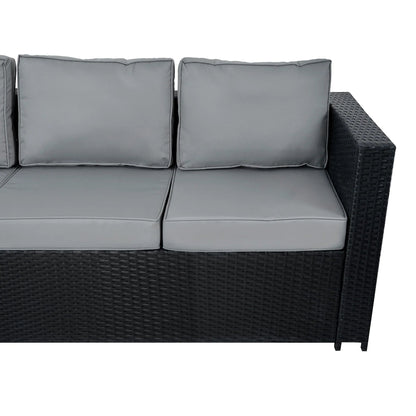 11 Seater Rattan Furniture Set With Firepit – Black