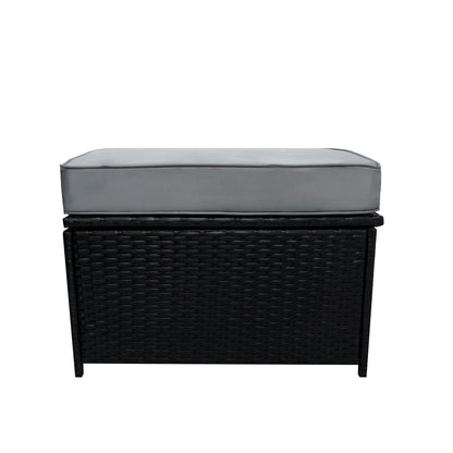 11 Seater Rattan Furniture Set With Firepit – Black