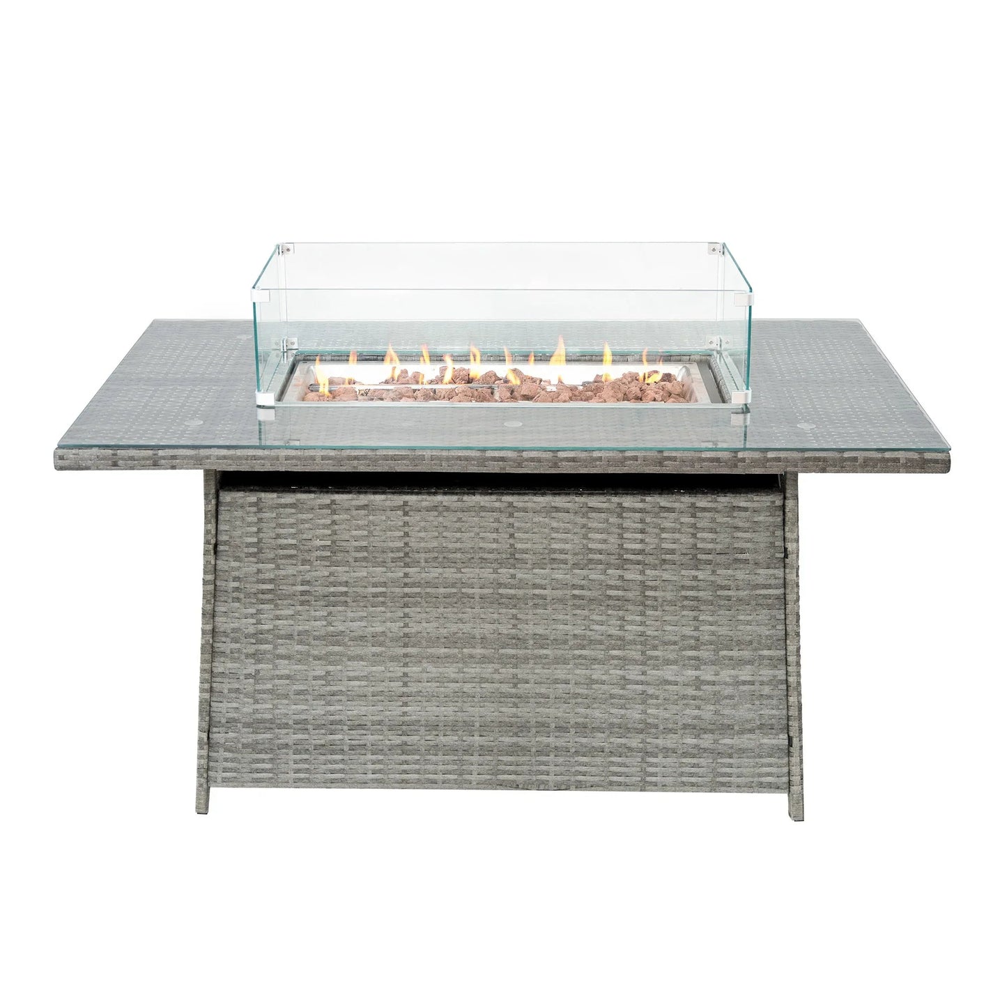 11 Seater Rattan Furniture Set With Firepit – Grey
