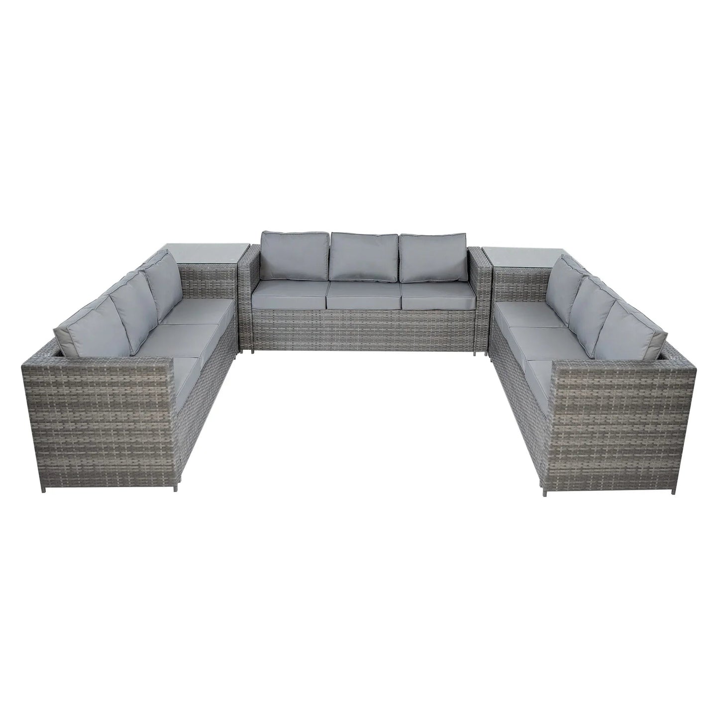 11 Seater Rattan Furniture Set With Firepit – Grey