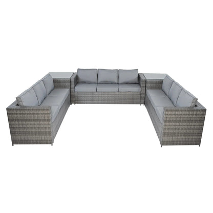 11 Seater Rattan Furniture Set With Firepit – Grey