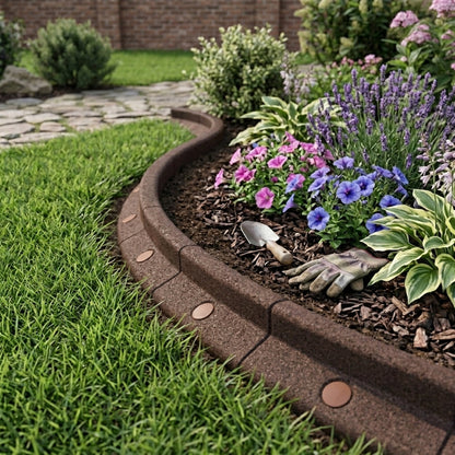 Flexible Lawn Edging 33.6m With Mallet - Brown