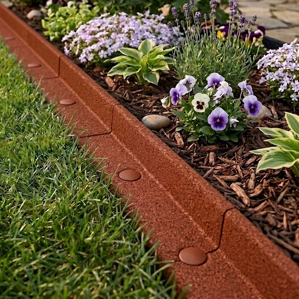 Flexible Lawn Edging 19.2m With Mallet - Terracotta
