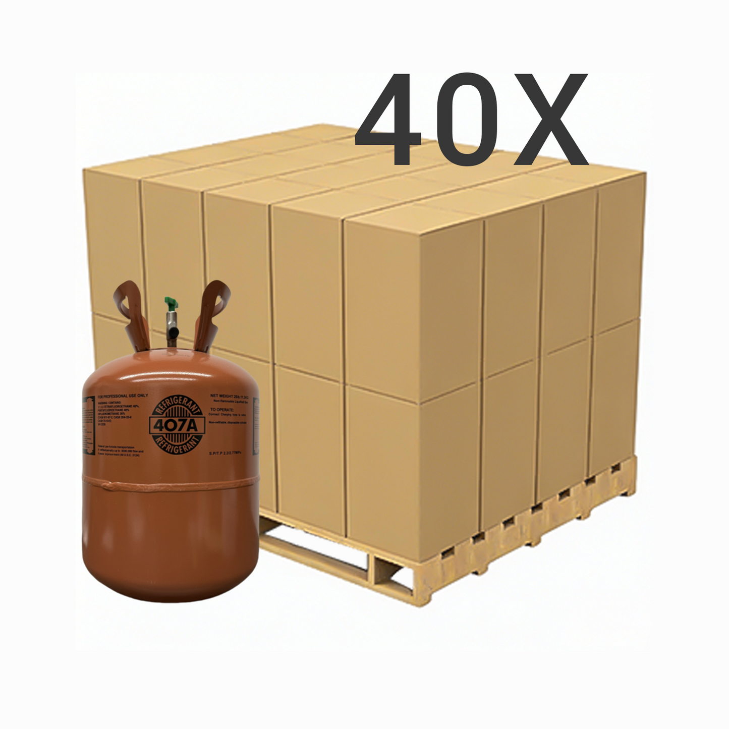 25LB R407A (R-407A) Refrigerant Gas | 40 Cylinders