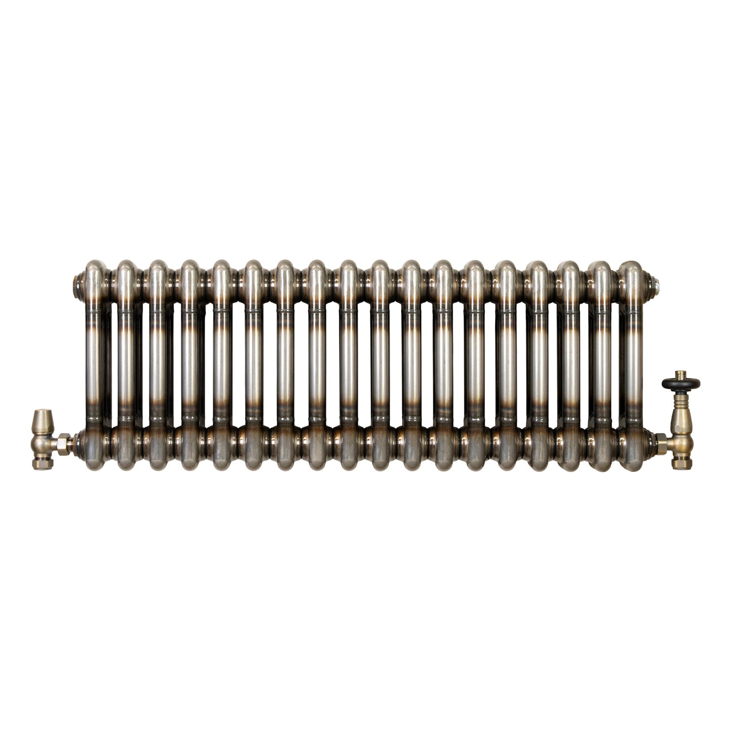 Traditional 2 Column Radiator & Valves – 300mm x 830mm - Raw Metal