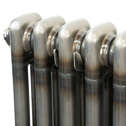 Traditional 2 Column Radiator & Valves - 600 x 830mm - Raw Metal
