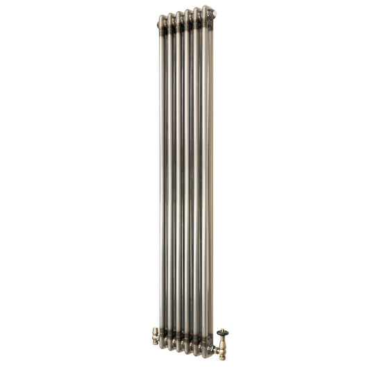 Traditional 2 Column Radiator & Valves – 1500mm x 290mm - Raw Metal