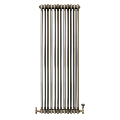 Traditional 2 Column Radiator & Valves – 1500mm x 560mm - Raw Metal
