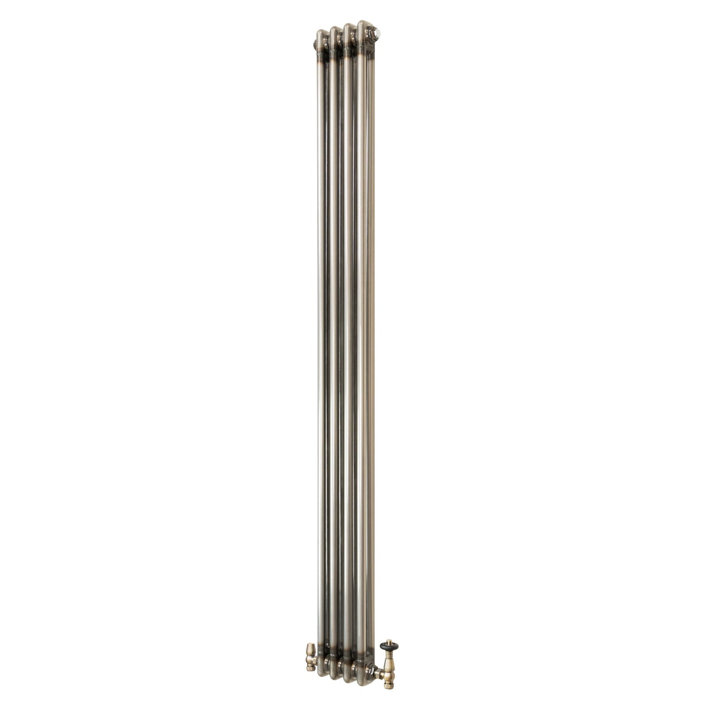 Traditional 2 Column Radiator & Valves - 1800 x 200mm - Raw Metal