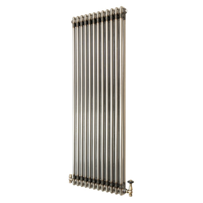 Traditional 2 Column Radiator & Valves - 1800mm x 560mm - Raw Metal