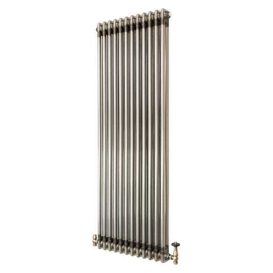 Traditional 2 Column Radiator & Valves - 1800mm x 560mm - Raw Metal