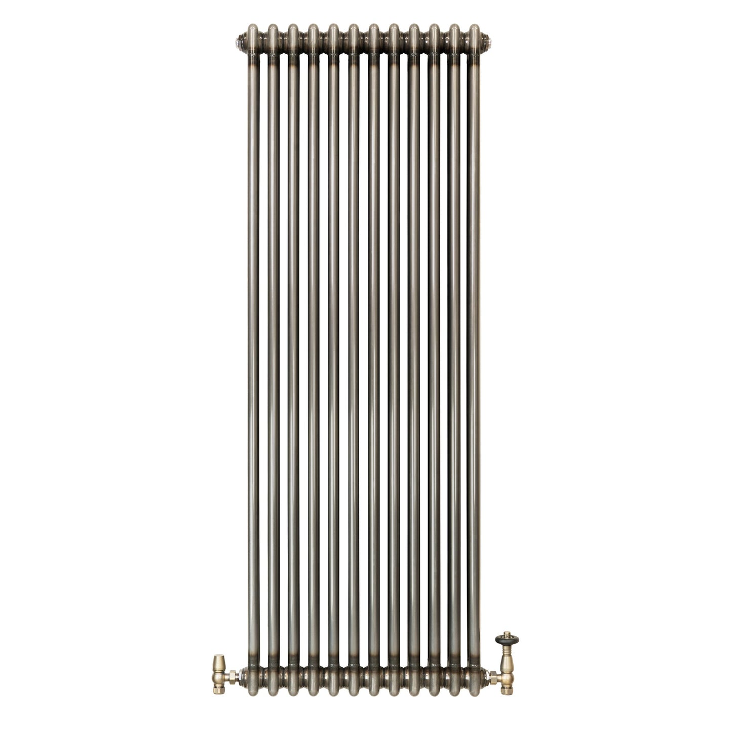 Traditional 2 Column Radiator & Valves - 1800mm x 560mm - Raw Metal