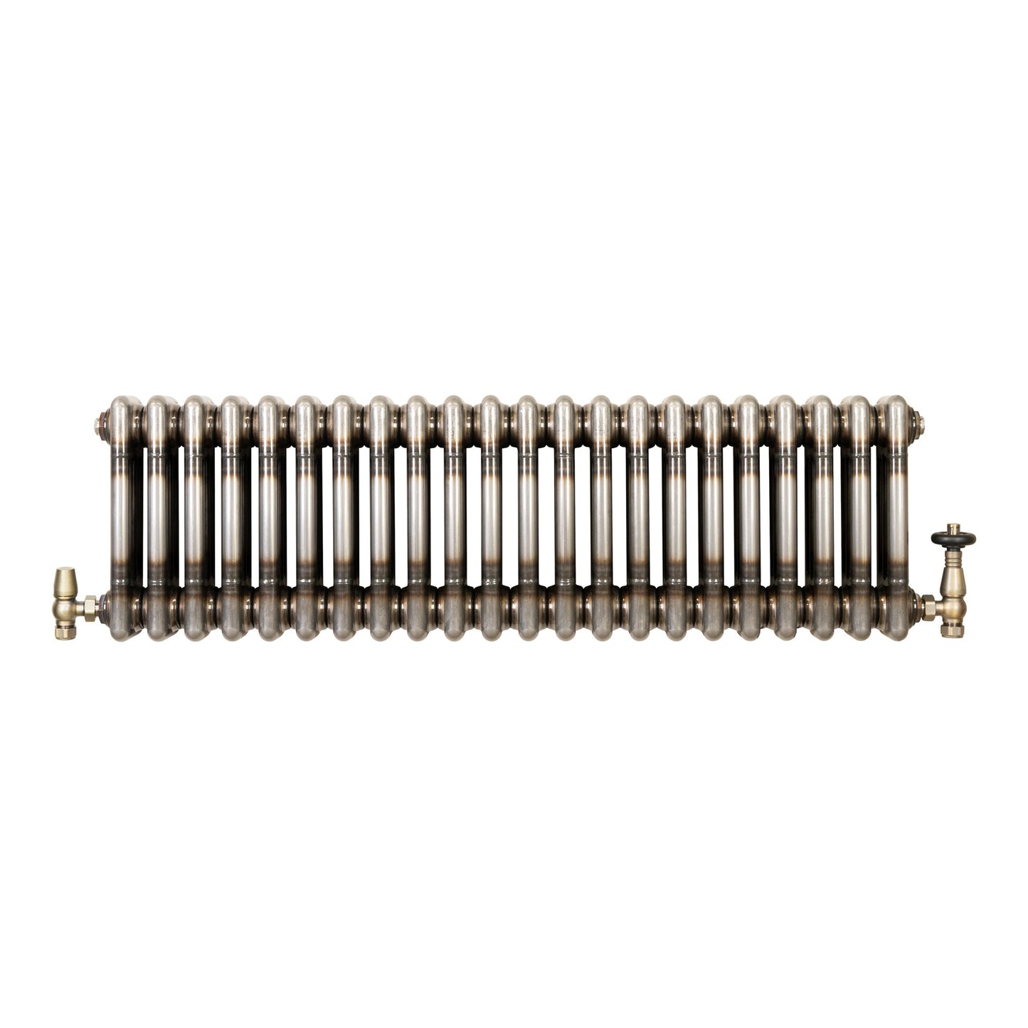 Traditional 3 Column Radiator & Valves – 300mm x 1010mm - Raw Metal