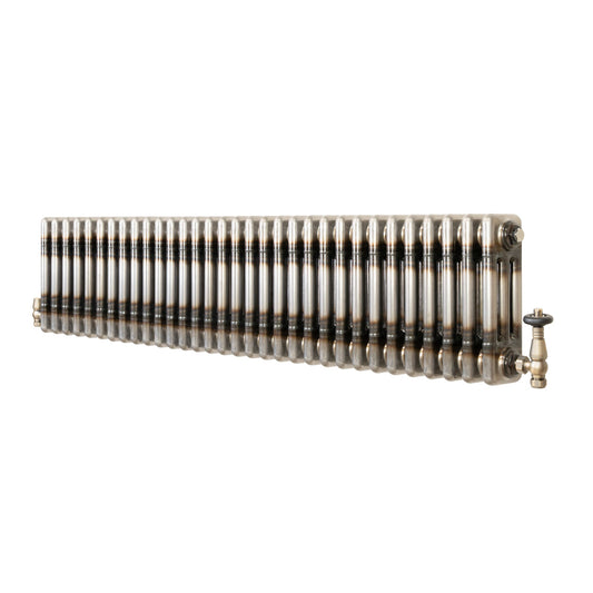 Traditional 3 Column Radiator & Valves - 300mm x 1460mm - Raw Metal