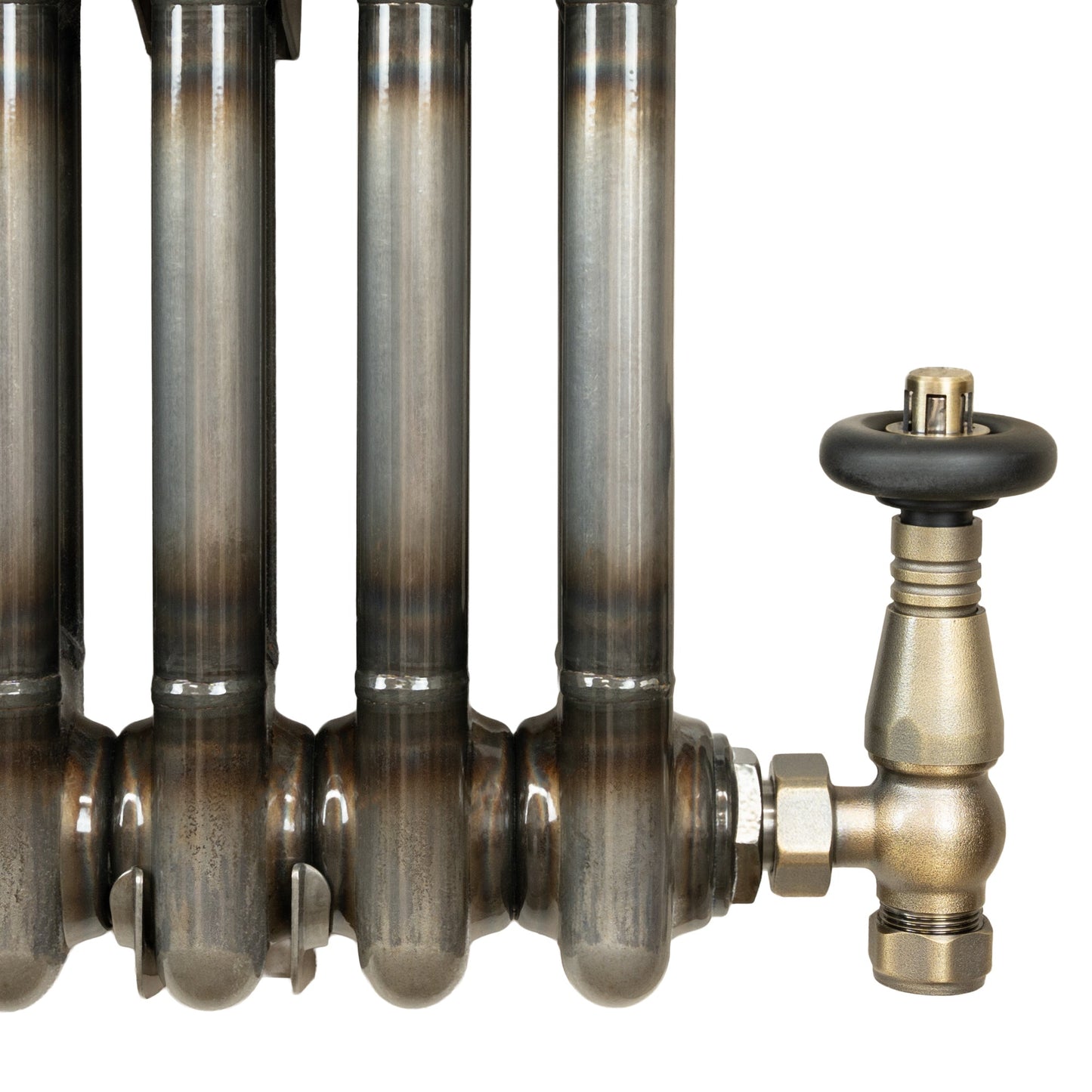 Traditional 3 Column Radiator & Valves – 600mm x 830mm - Raw Metal