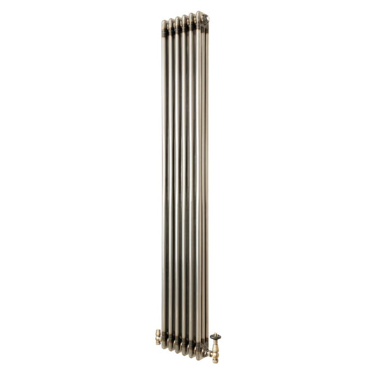 Traditional 3 Column Radiator & Valves – 1800mm x 290mm - Raw Metal