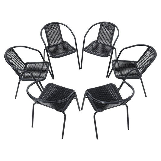 PE Rattan Stacking Garden Chairs – Set of 6