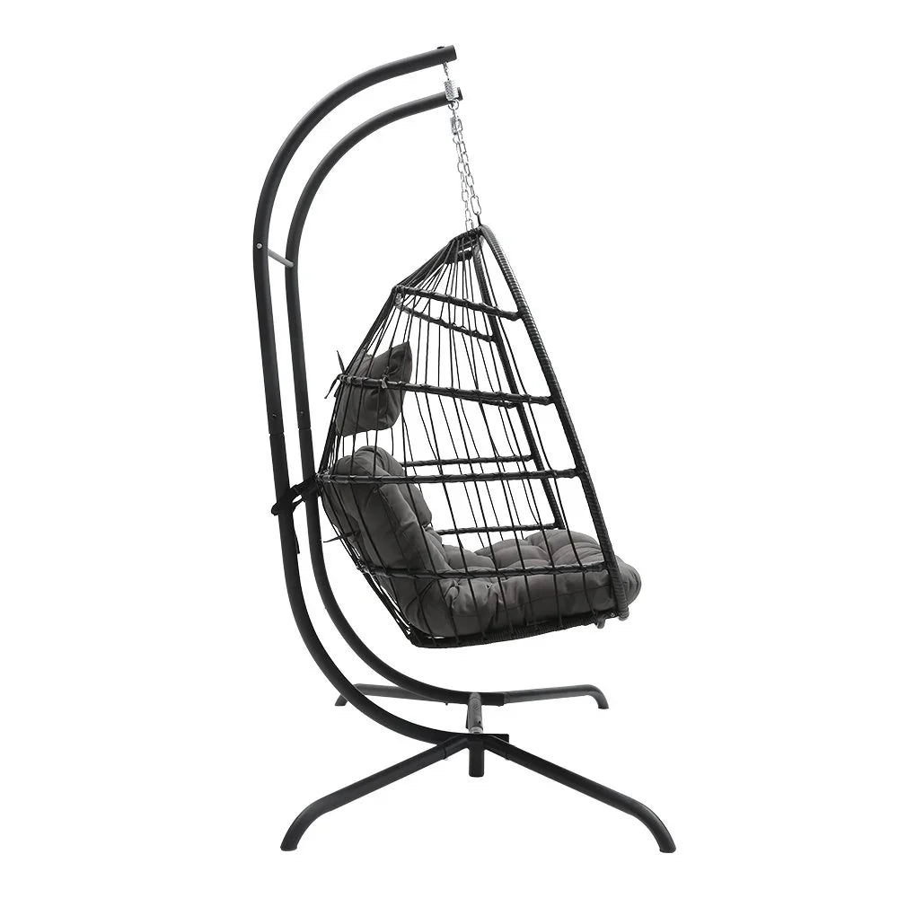 Hanging 2-Seater Egg Chair & Grey 3m Cantilever Parasol Bundle