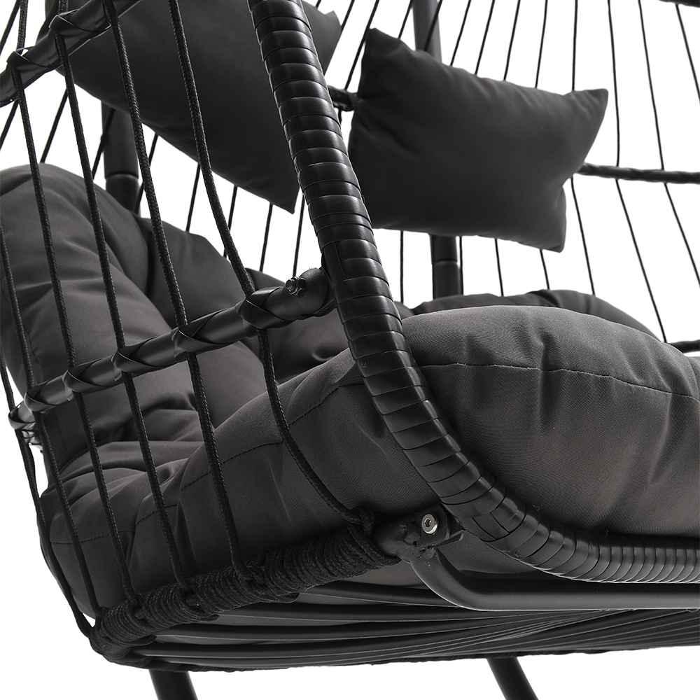 Hanging 2-Seater Egg Chair & Cream 3m Cantilever Parasol Bundle