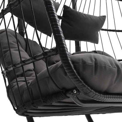 Hanging 2-Seater Egg Chair & Grey 3m Cantilever Parasol Bundle