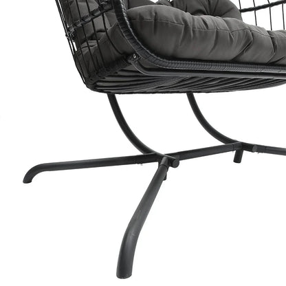 Hanging 2-Seater Egg Chair & Black 3m LED Cantilever Parasol Bundle