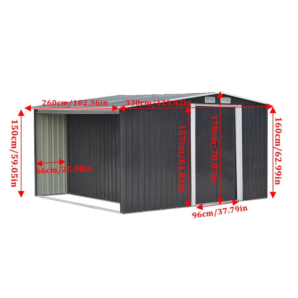Metal Garden Shed 8ft x 8ft & Q-Rax Heavy Duty Storage Shelving Bundle