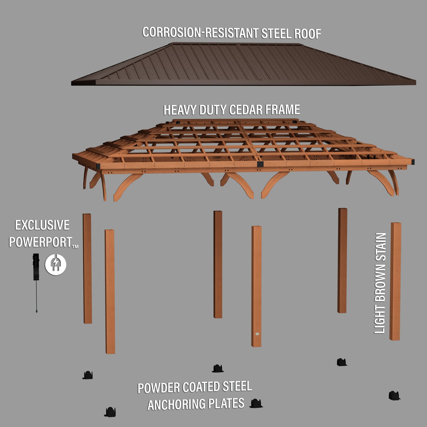 6.1m x 3.7m (20ft x 12ft) Barrington Gazebo/Carport
